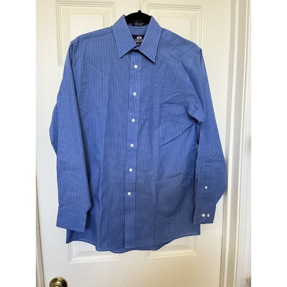 Stafford Super Shirt Wrinkle Free Men's Dress Shirt Blue Strip Size 14 1/2 32-33 - Picture 14 of 14
